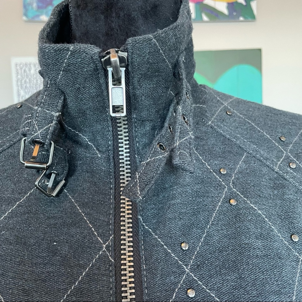 Free People Studded Moto Jacket | Dark Gray | Size XS - Picture 3 of 6
